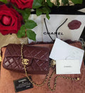 Borsa Chanel mini flap CC Pearl Crush Lamb bordeaux