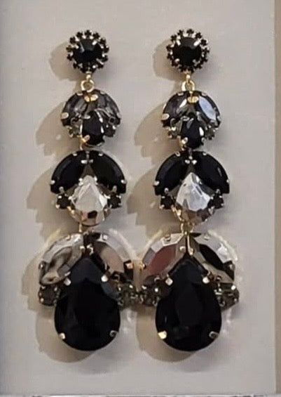 Orecchini Chandelier con Cristalli black