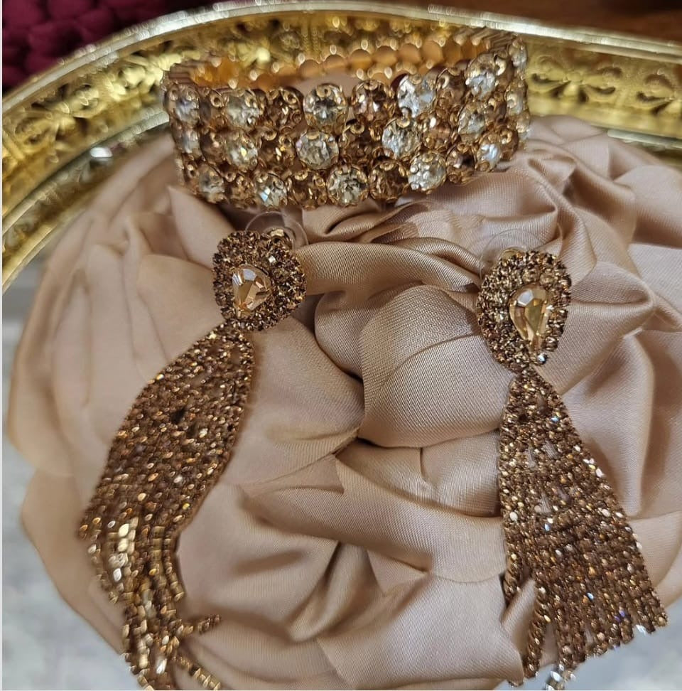 Bracciale a Tre Giri con Swarovski e orecchini