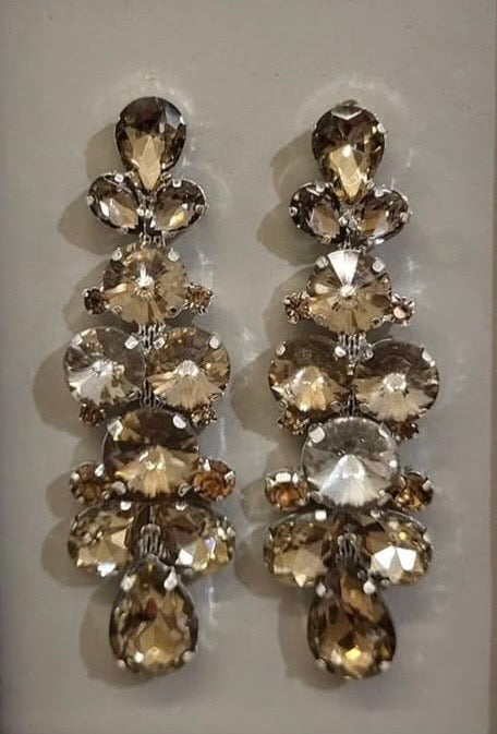 Orecchini Chandelier con Cristalli Champagne